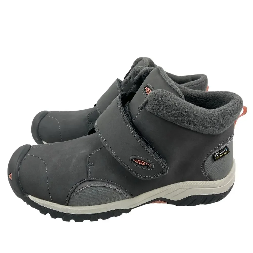 Keen Waterproof Leather Snow Boots Gray 100g Insulation Kids Size 5Y